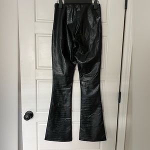 Crocodile print faux leather pants